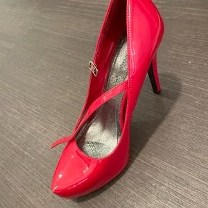 red BCBG heels